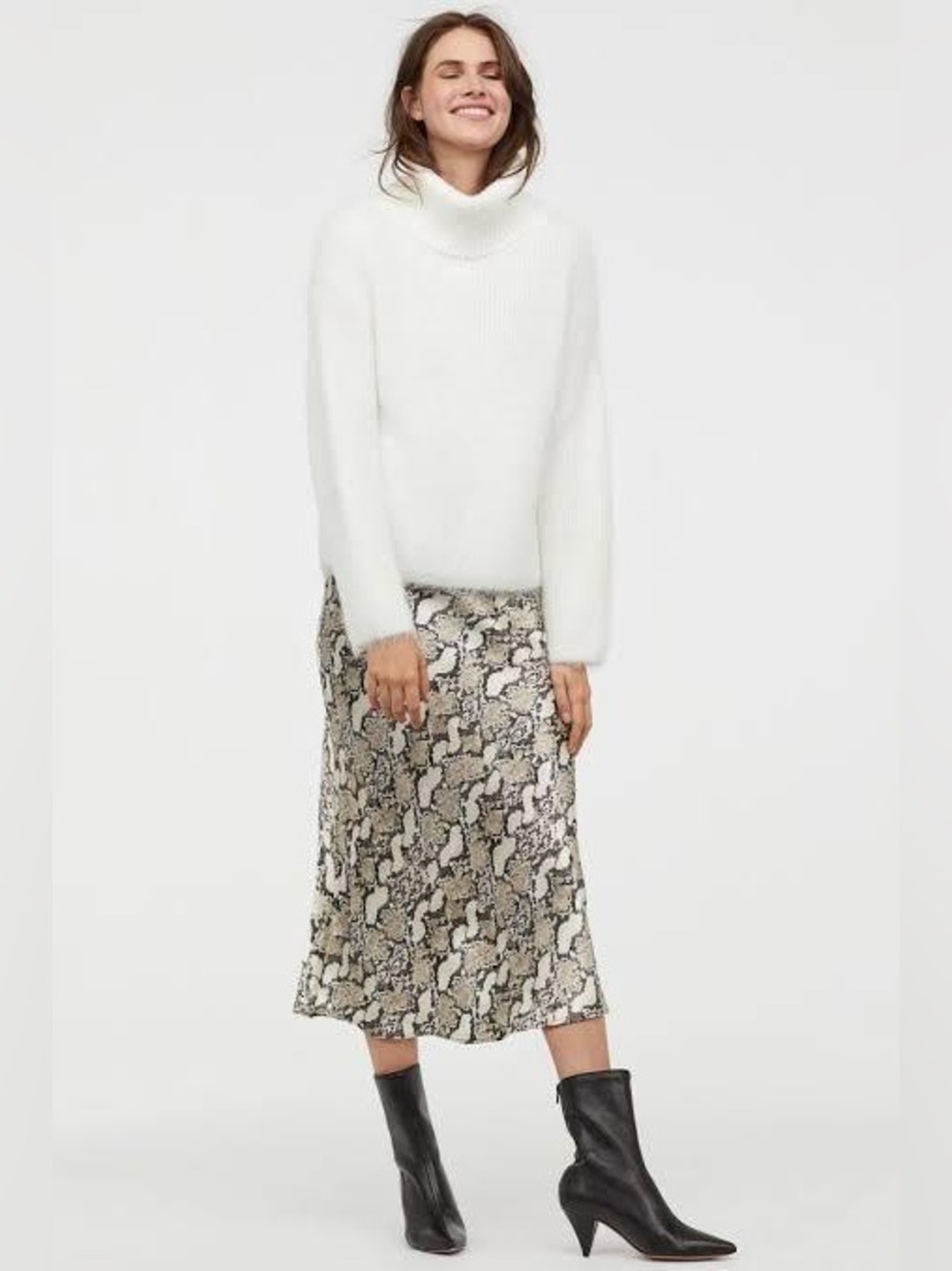 H&M Snakeskin Slip Skirt